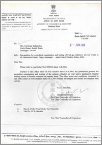 Department of Explosives for Hydrotesting