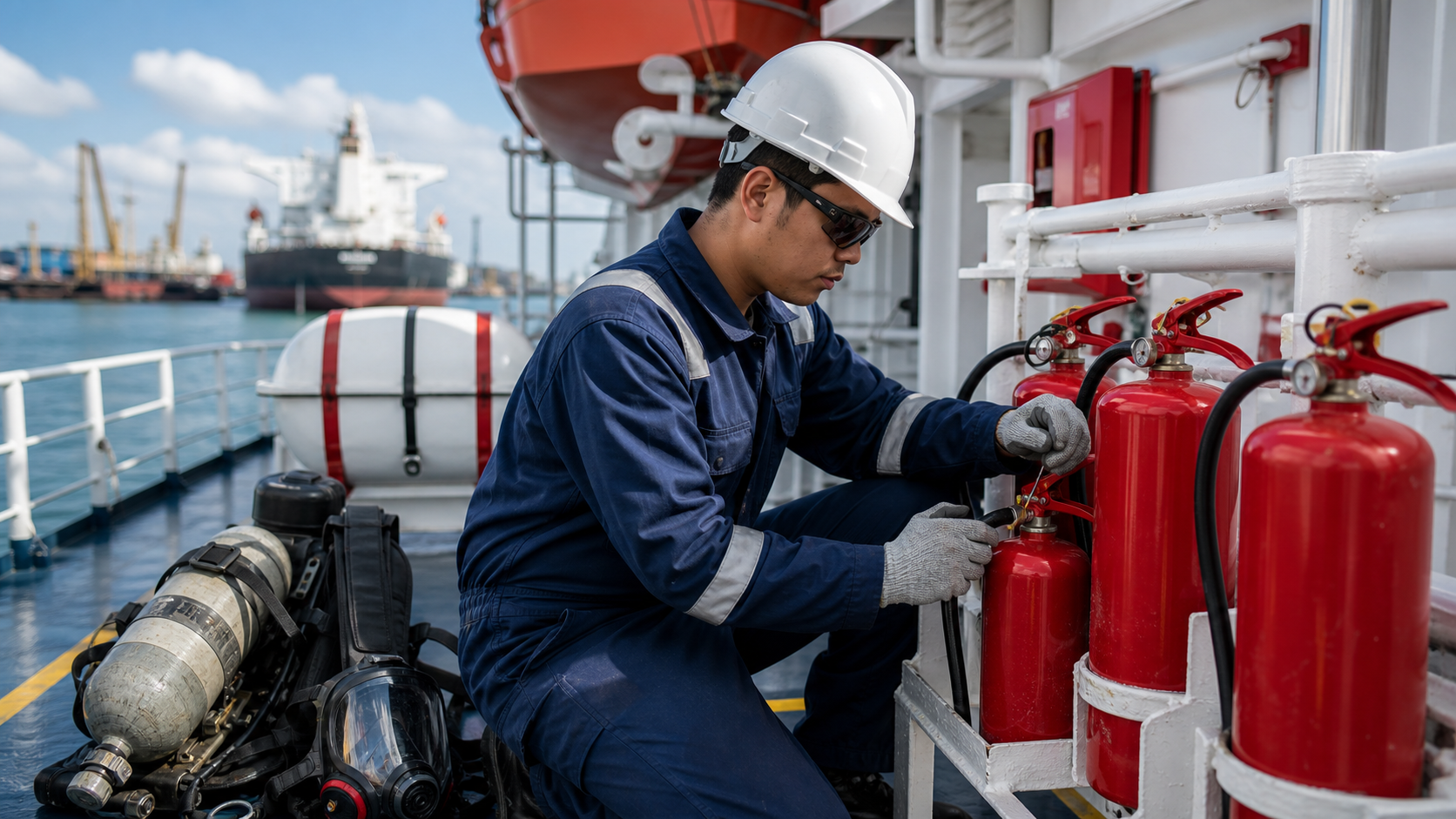 Marine fire fighting and life saving appliance service